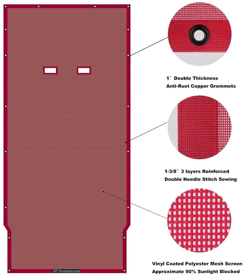 Shadeidea Jeep Wrangler Sunshade JL Unlimited 4 Door JLU Sun Shade (2018-Current) Top Front+Rear+Trunk-Cherry Red Mesh Screen Cover UV Blocker with Grab Bag Storage Pouch-10 Years Warranty