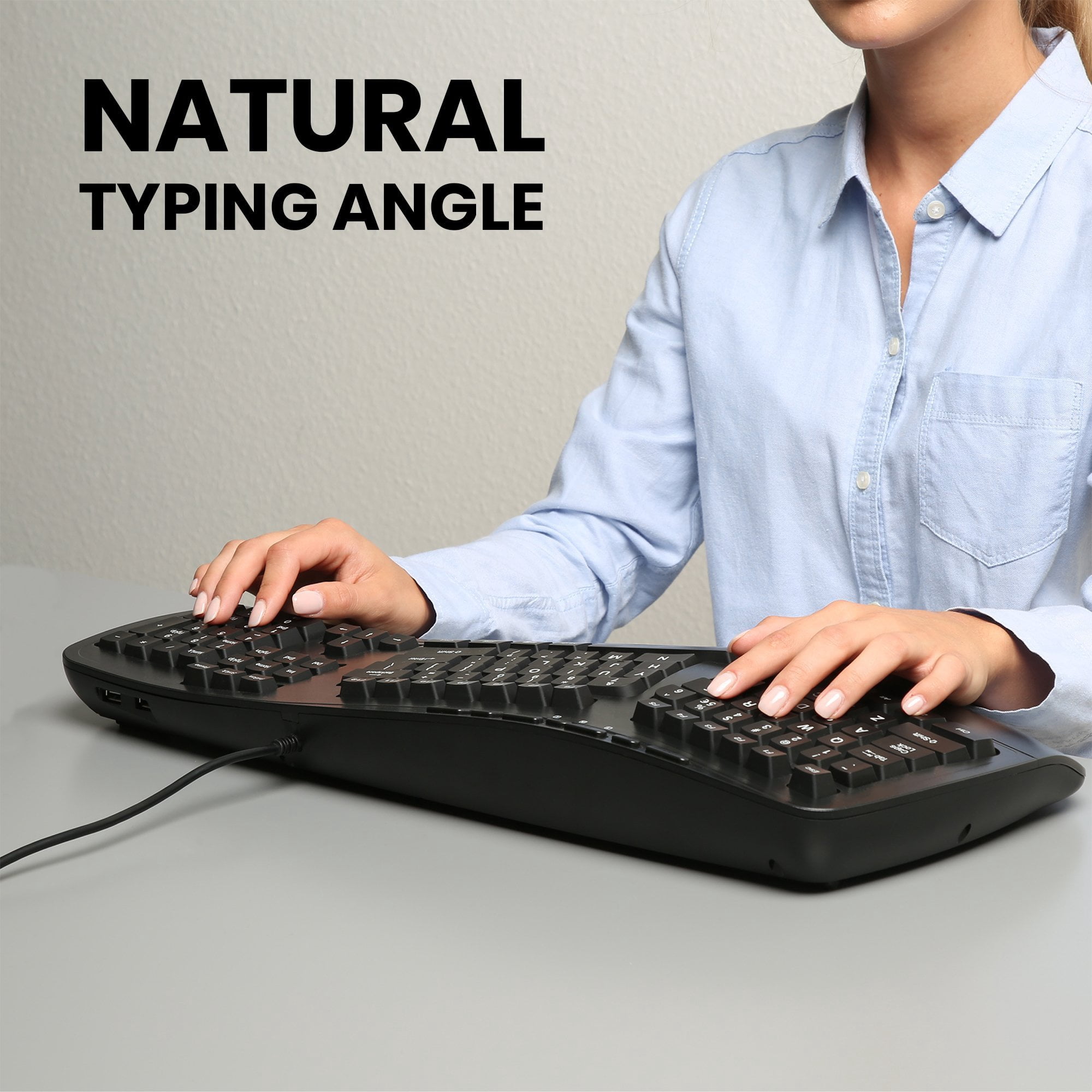 Perixx Periboard-312 - Black - Wired USB Backlit Ergonomic Computer Keyboard - US Layout