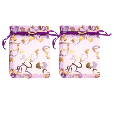 Masteelf  100 Pcs Mini Gift Bags Drawstring Pouches Mesh Doll Ornaments Organza 4x6 Purple