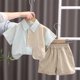 thumbnail image 2 of Odeerbi 0-6 Años Niños Niñas Trajes de Verano Camisa de Manga Corta de Algodón A Rayas Conjunto Pantalón Corto Camisa Abotonable Cintura Elástica Traje Corto, 2 of 6