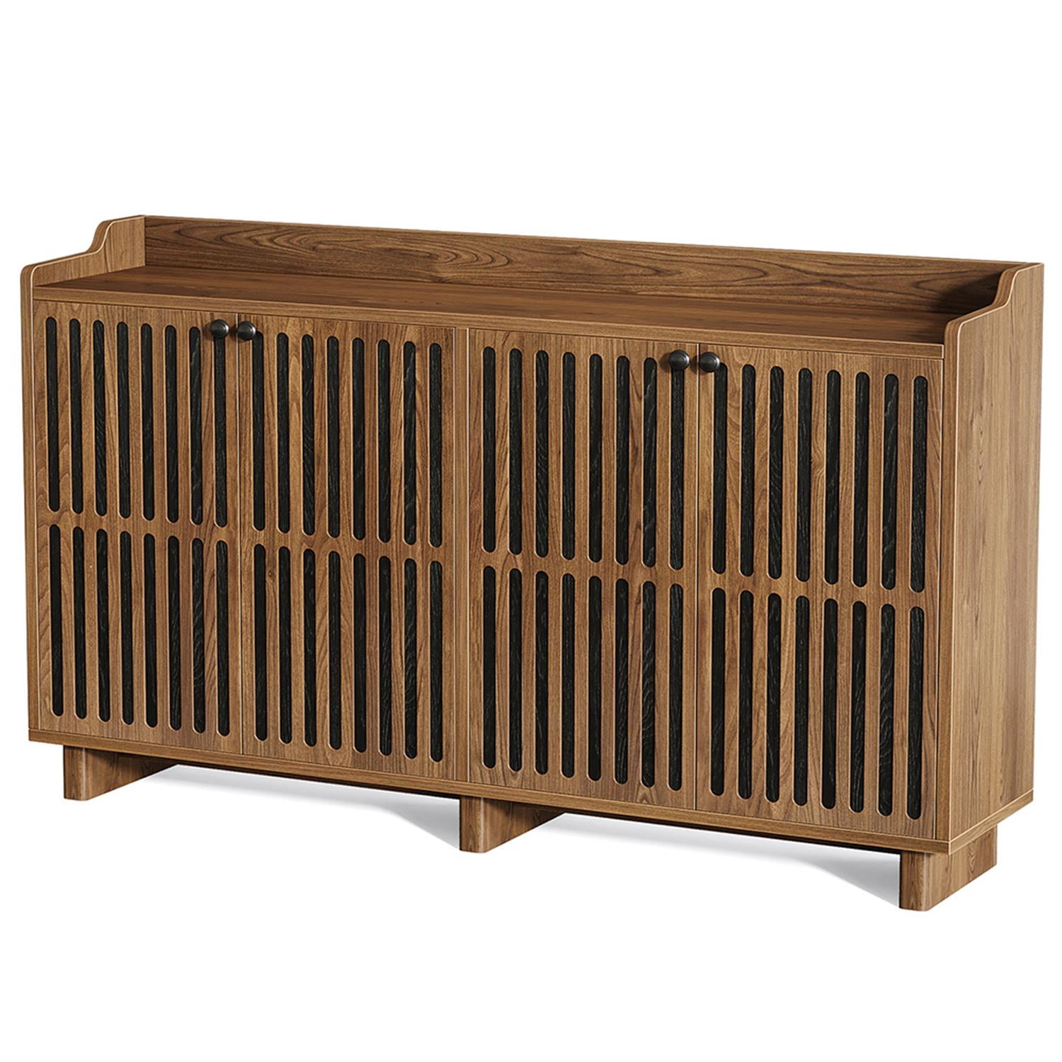 Demi Bonn 55" Sideboard Buffet Storage Cabinet with Adjustable Shelves, Farmhouse Credenza Accent Cabinet for Kitchen Entryway Living Dining Room, Brown