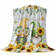 thumbnail image 6 of Spring Gnomes Blanket Soft Cozy Warm Throw Blanket for Couch, Plush Fuzzy Flannel Fleece Blankets for Sofa, Botanical Yellow Flowers Leaves Wooden Plank Bed Blankets Gifts for Men, 50"x60", 6 of 9