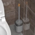 thumbnail image 1 of Juego de escobillas de baño | Cerdas de plástico que no rayan el limpiador de baño | Mango largo de polipropileno, blanco/gris | Herramienta de limpieza de tazones compacta moderna | Cabezal lavable, 1 of 6