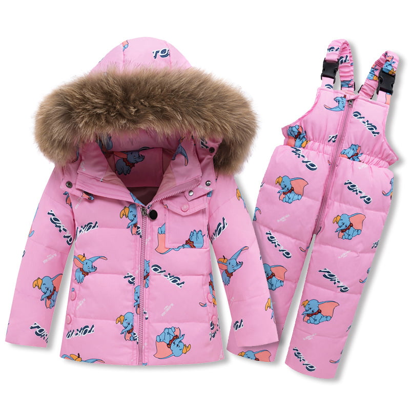 Girls/Boys Snowsuits Hooded Insulated Windproof Winer Coats Ski Jacket Snow Pants Set 