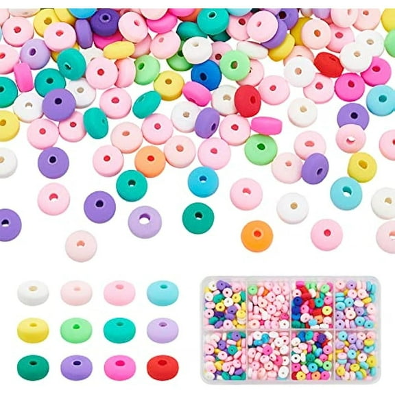 450pcs Polymer Clay Beads 6mm Rondelle Heishi Beads 12 Marshmallow Colors Vinyl Disc Beads 3mm Thick Flat Silicon Beads for DIY Earring Necklace Choker Spring Summer Sulfur, 1.5mm Hole