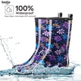 thumbnail image 6 of SMILIN Women's Rain Boots, Waterproof Non-slip High Ankle Garden Boots，Purple Floral, Size 8, 6 of 7