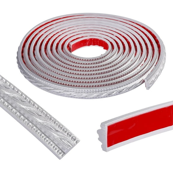 PVC Self-Adhesive Flexible Molding Trim Ceiling Molding Wall Trim for Furniture Door Wardrobe Home Decor Silver 20mm 5m/roll