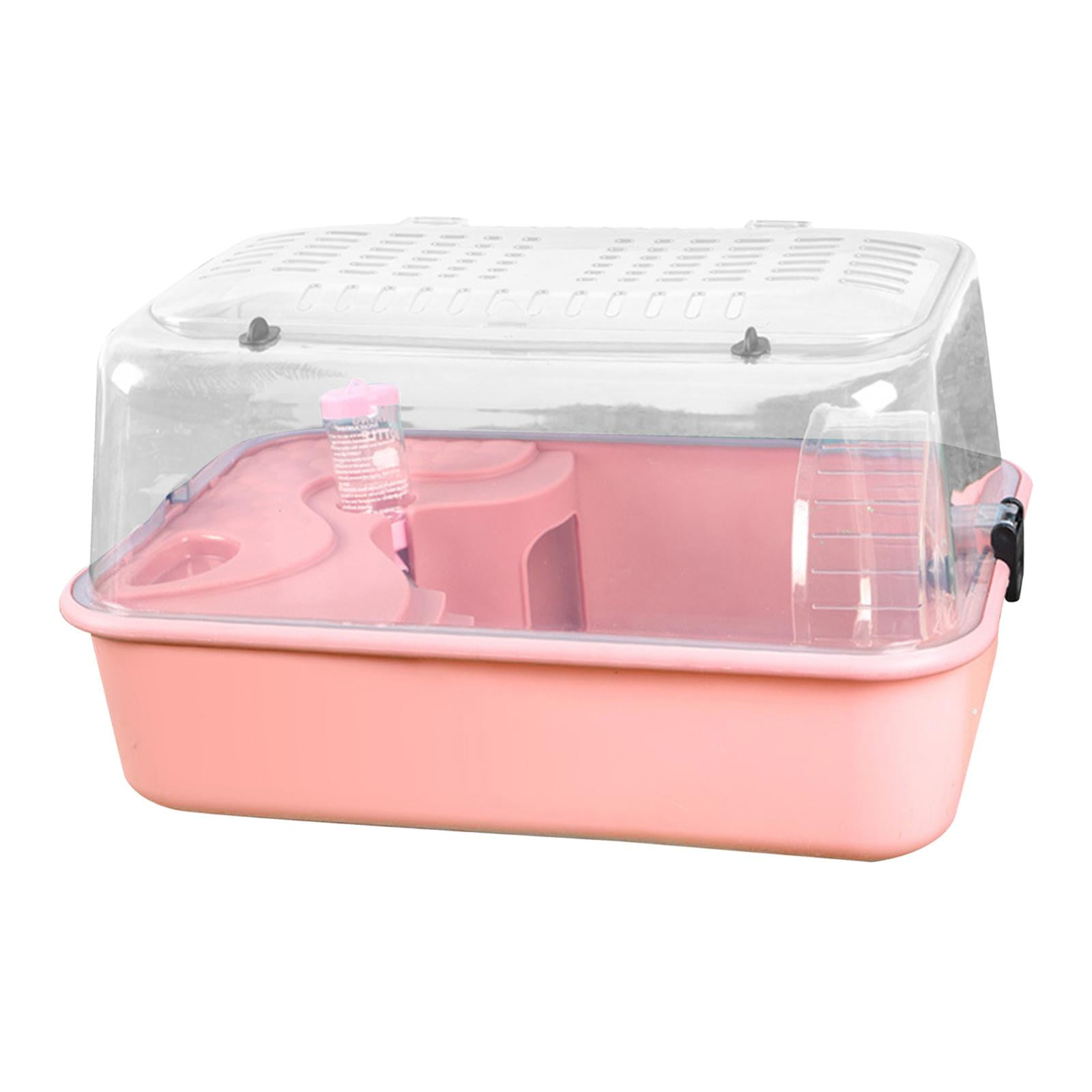 balikha Hamster Cage Run -out Carrier Sleep with Water Bottle Training Wheel Hamster Living Space Small Animal Cage for Mice Sugar Glider Pink