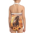 thumbnail image 5 of FOR U DESIGNS Sunflowers Horse Girl Bathing Suit Size 9-10 Years Sunset One Piece Swimwear for Swimming Surfing Soft Sleeveless Swimsuit Outfits, 5 of 6