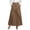Brown, variant on Women's Summer Linen Skirts Casual Elastic Waist Buttoned A-Line Midi Skirts with Pockets (Blue, XL)