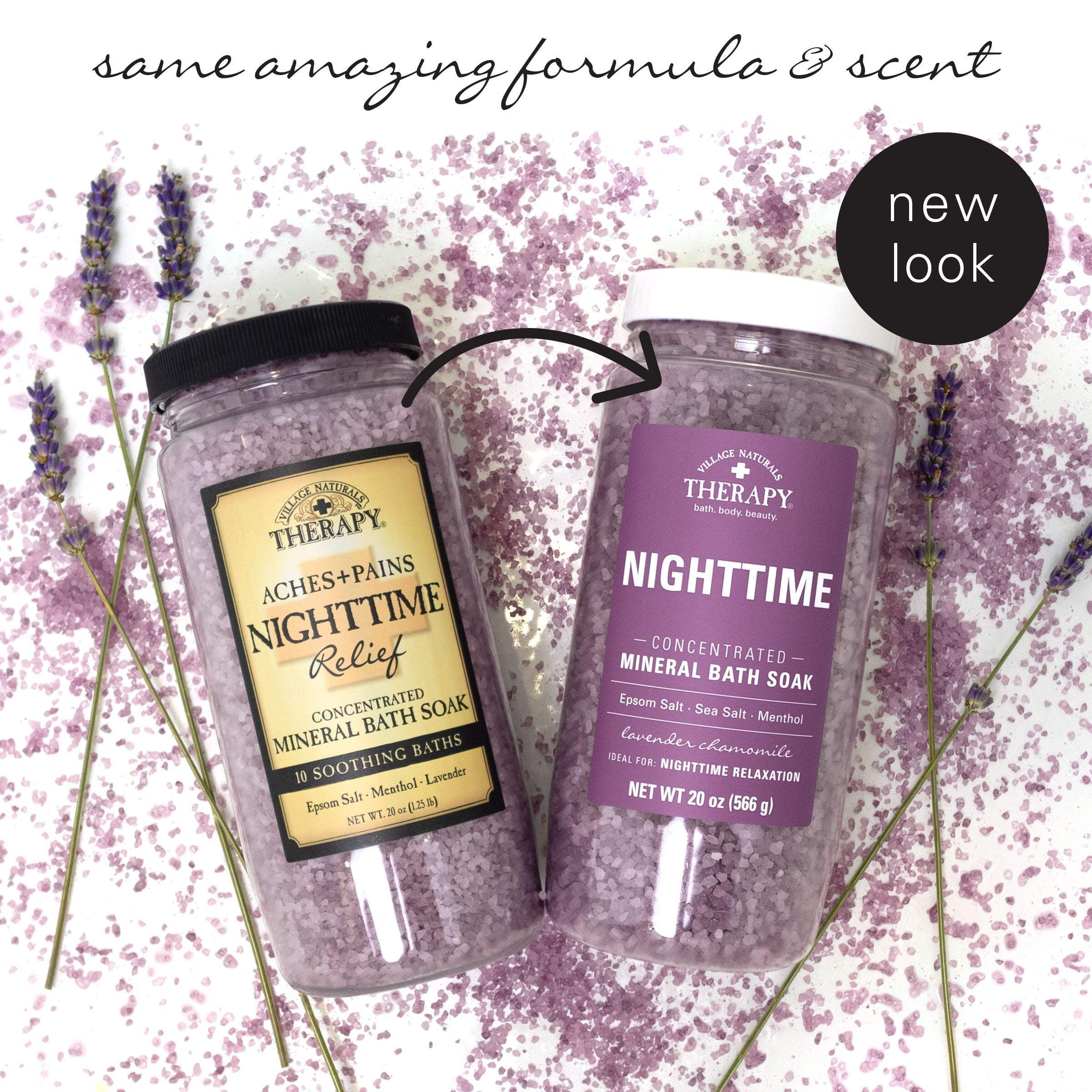 (4 pack) Village Naturals Therapy Nighttime Relief Concentrated Mineral Bath Soak