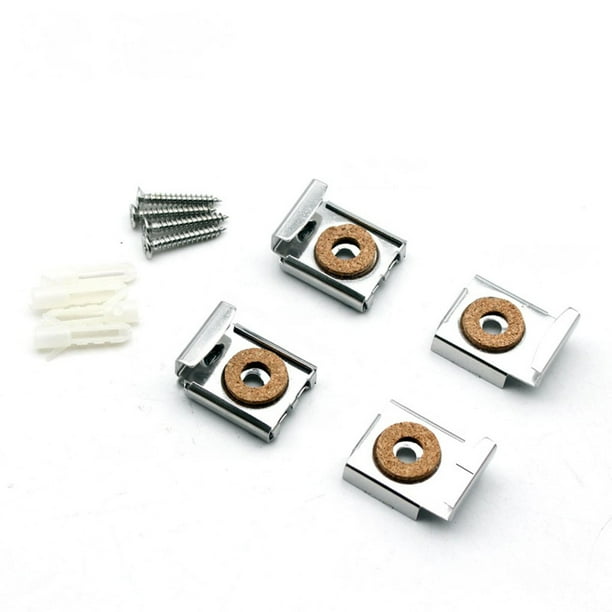 1 Juego de Clips para espejos, estructura estable de Metal de forma cuadrada, fácil de instalar, estabilizador de Clip montado, colgador de Herramientas y ferretería Cilindro de acero inoxidable Riwesomey TO008096-03B