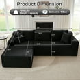 thumbnail image 3 of GNIXUU 103” W Corduroy Boneless Couch, L-Shaped Sectional Sofa with Left Facing Chaise, Comfy Memory Foam Cloud Compression Couches for Living Room Home Office, No Assembly,Black, 3 of 7