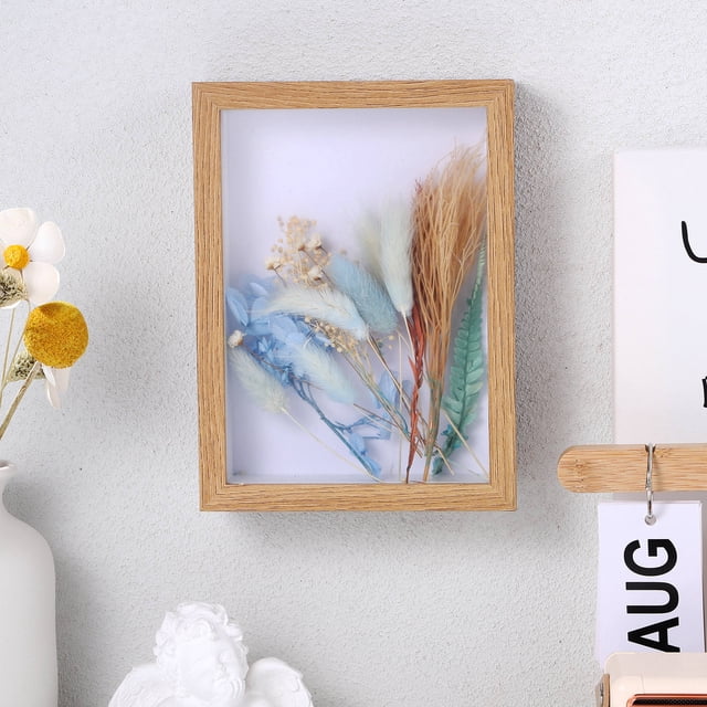 GAXIRE specimen shadow box Dried Flower Display Holder Natural Wood Grain Table Placement 1Pack