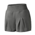 thumbnail image 5 of Fimkaul Womens Elastic Waist Casual Shorts Summer Smocked Comfy Detail Beach Workout Casual Lounge Shorts Grey M, 5 of 6
