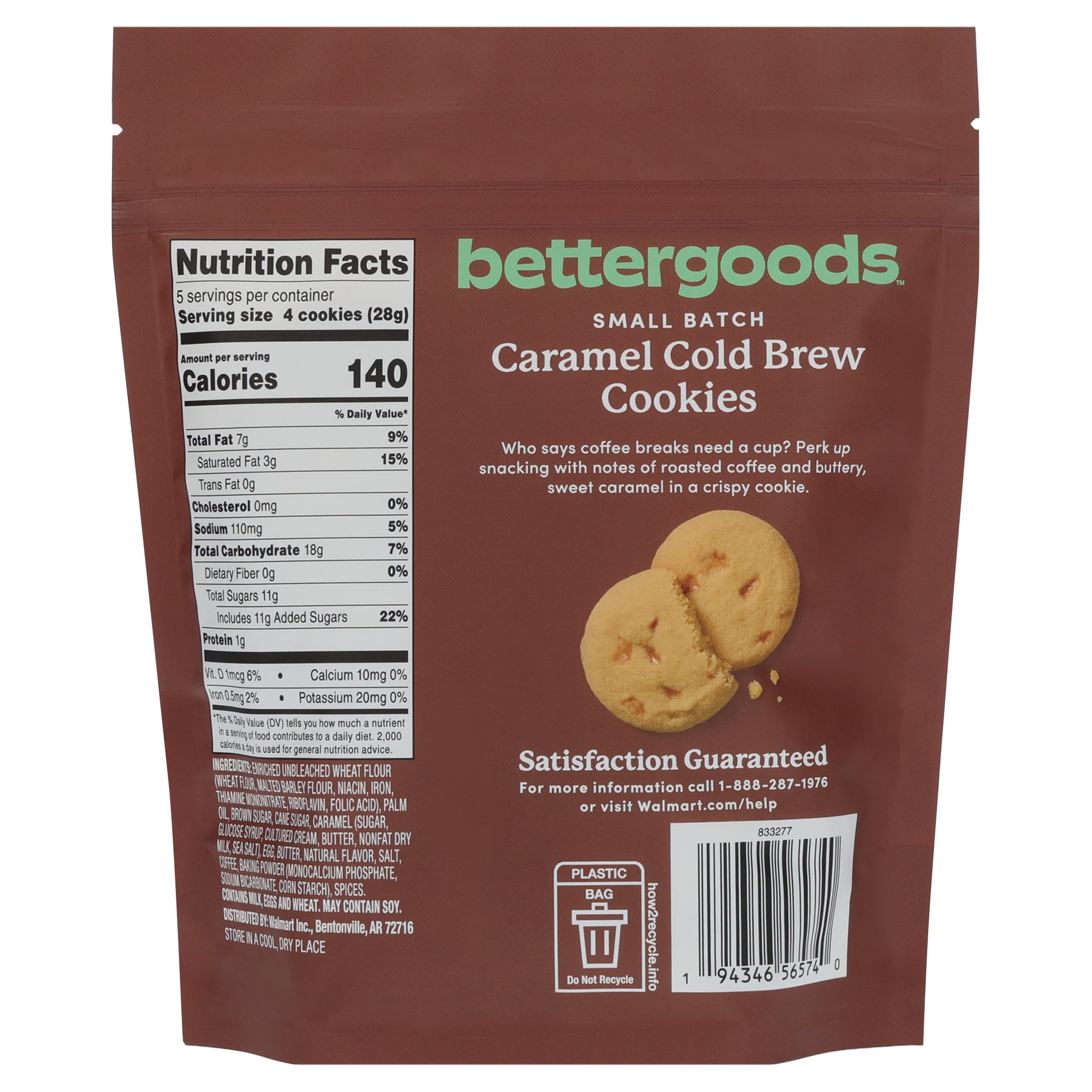 bettergoods Caramel Cold Brew Cookies, Coffee-Infused Cookies, 5 oz