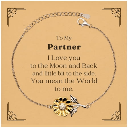 Sunflower Bracelet Partner You Mean The World To Me Engraved Gift for Birthday and Holidays