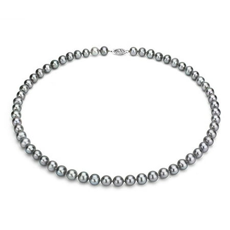 Ultra-Luster 8-9mm Grey Genuine Cultured Freshwater Pearl 18 Necklace and Sterling Silver Filigree Clasp