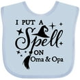 thumbnail image 3 of Inktastic I Put a Spell on Oma and Opa Witch Hat and Broom Boys or Girls Baby Bib, 3 of 4