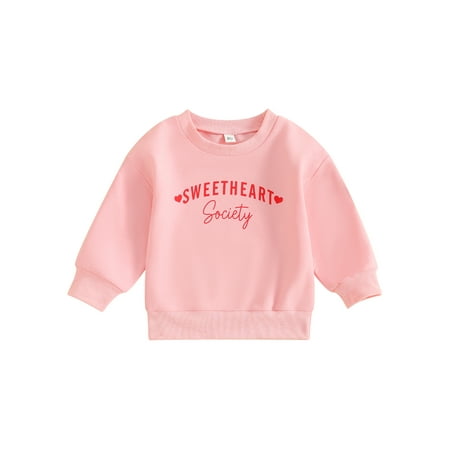 

Qtinghua Tollder Baby Girls Valentine s Day Sweatshirt Long Sleeve Letter Heart Print Pullover Tops Pink 3-4 Years