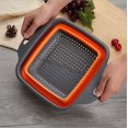 thumbnail image 5 of Colador plegable, juego de 2 coladores cuadrados de silicona con mango para cocina, drenaje de alimentos, pasta, verduras, frutas y carne (naranja) JM, 5 of 5