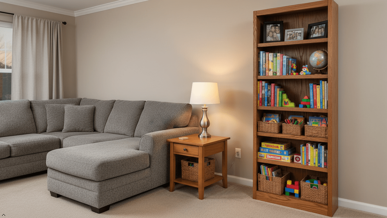 Bowery Hill Traditional 84" Tall 6-Shelf Wood Bookcase in Dry Oak