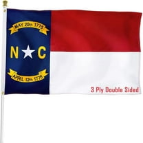 Double Sided North Carolina State Flag 3x5 ft, Heavy Duty 3 Ply Durable Polyester, NC Flag with Vibrant Print/4 Rows Hemming/Brass Grommets for Indoor Outdoor Decor