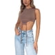 thumbnail image 1 of VISgogo - Camisetas sin mangas para mujer, decoración de cuerda de color sólido, cuello redondo, dobladillo irregular, camisetas cortas, chaleco simple informal VISgogo  moda, 1 of 5