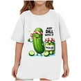 thumbnail image 1 of T-shirt à Manches Courtes Col Rond pour Enfants, Design Imprimé Cornichon Acide, Mélange 80 % Coton 20 % Polyester, Tissu Doux et Confortable, Usage Quotidien Décontracté, Convient aux Garçons et Filles de 2 à 14 Ans, 1 of 4