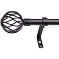 thumbnail image 1 of 3/4-Inch Diameter Decorative Single Window Curtain Rod with Round Twisted Cage Finials, 28-48 Inches, Black, 1 of 2