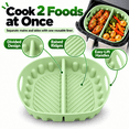 thumbnail image 3 of Reusable Divided Air Fryer Silicone Liner, Square Cooking Tray Insert, Raised Ridges for Grease Drainage, Built-In Side Handles for Easy Lifting, Akmoler, 3 of 8