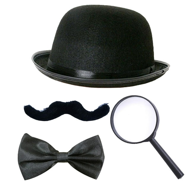 Barba Pajarita Sombrero Lupa Accesorios Decoración de Halloween Discoteca Disfraces Fiesta Temática Mago Disfraz Conjunto Detective Era Moderna