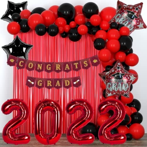 Decoraciones para Fiesta de Graduación 2022 Granate Rojo y Negro
