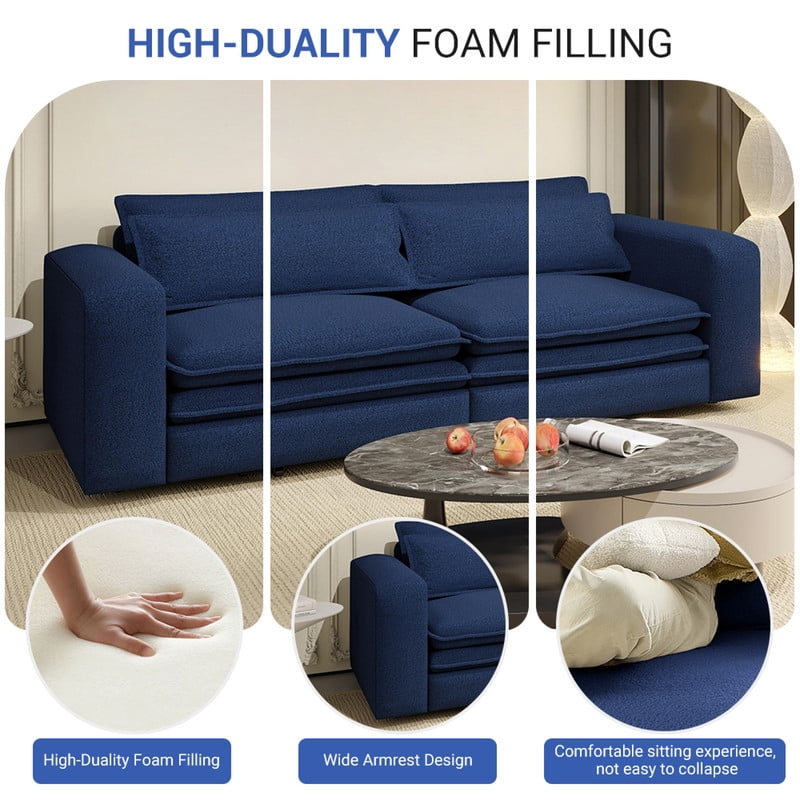 93" King Size Sleeper Sofa Bed, 3-in-1 Convertible Pull Out Couch, Chaise Lounge, Sherpa Fleece 3-Seater Upholstered Sofa with 2 Lumbar Pillows for Living Room, Apartment, and Office