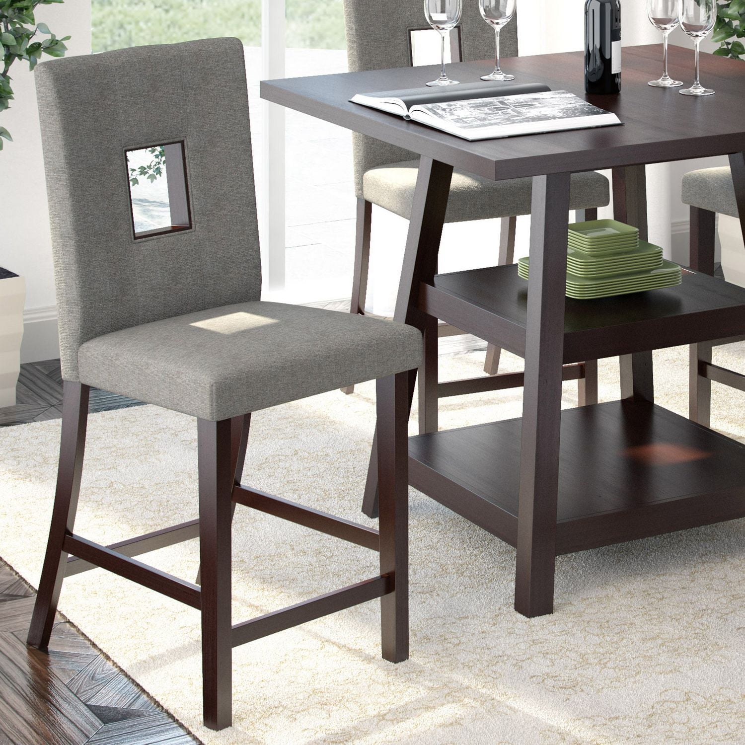 CorLiving Bistro Grey Sand Fabric Counter Height Dining Chairs