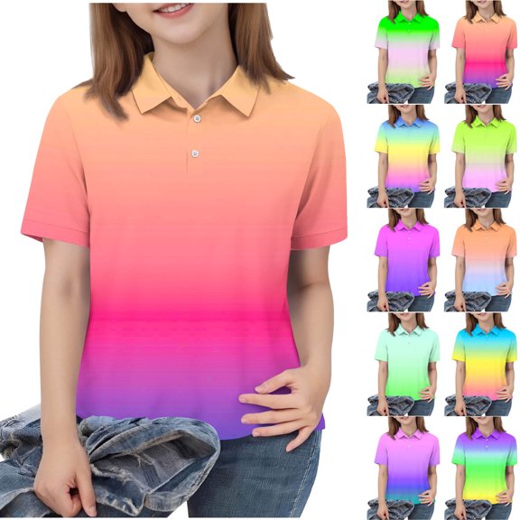 Piuwrlz T-Shirt Boy and Girls Fashionable Printed Solid Color Short Sleeve Top Pink Size 4 Years