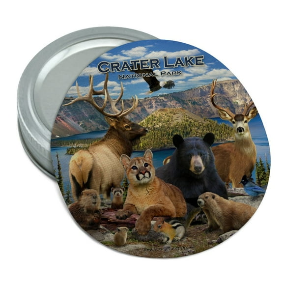 Crater Lake National Park Oregon Animals Elk Deer Beaver Cougar Round Rubber Non-Slip Jar Gripper Lid Opener
