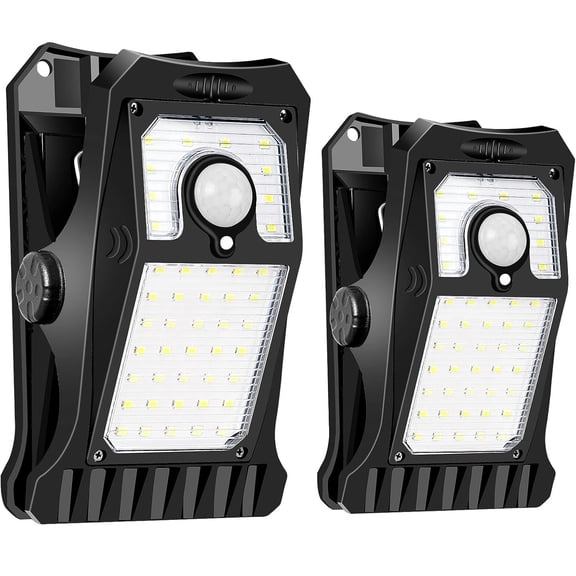 45LEDs Solar Lights Outdoor Clip Motion Sensor Lights 3 Modes  IP65 Waterproof Security Light for Chain Link Fence Camping Gate (2 Pack)