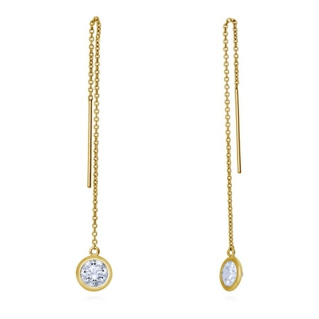 Yellow Gold Flashed Sterling Silver Cubic Zirconia Cz Fashion Threader Earrings Yellow Gold Flashed Sterling Silver Cubic Zirconia Cz Fashion Threader Earrings