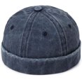 thumbnail image 5 of SikaFu Unisex Washed Denim Docker Cap Rolled Cuff Beanie Hip Hop Hat Brimless, 5 of 9