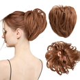 thumbnail image 1 of Chignon en Désordre Pièce de Cheveux Faux Chignon Élastique Fibre Synthétique Résistant à la Chaleur Noir à Auburn Clair Extension Queue de Cheval Courte Chignons Instantanés pour Femmes Filles, 1 of 6