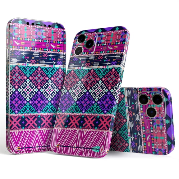 DesignSkinz Pink & Teal Modern Colored Aztec Pattern Full-Body Skin Decal Wrap Cover for iPhone 16