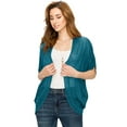thumbnail image 3 of Made by Johnny Women's Short Sleeve Open-Front Batwing Cardigan XXL TEAL_BLACK, 3 of 6