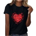 thumbnail image 1 of Chemises à Manches Courtes pour Femmes Adulte Mode Manches Courtes Col Rond Saint-Valentin Imprimé Blouse Décontractée T-Shirt Hauts Chemise Femmes Blouses à Manches Courtes Femmes Hauts à Manches Courtes, 1 of 5