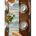 thumbnail image 5 of Hokiten Table Runners 72 Inches Long Dress Scarves, Blue Pink Cream Stripe Farmhouse Kitchen/Dining Table Runner, Coffee Tablerunners, Farmhouse Vintage Wooden 13x72 Inch, 5 of 7