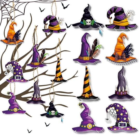 Halloween Hanging Ornament - 24 Pcs Halloween Decorations - Halloween Tree Ornament Decorations Halloween Tree Hanging Tags Pendant for Halloween Party Supplies