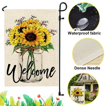 LNGOOR Summer Welcome Garden Flags, 12脳18 Inch Double Sided Design for All Seasons, Burlap Spring Fall Winter Seasonal Yard Flags for Outdoor Decoration