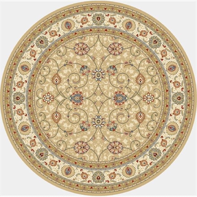 Dynamic Rugs ANR5571202464 Ancien Jardin 5 Pi 3 Po Rond 57120-2464 Tapis - Or Clair/ivoire