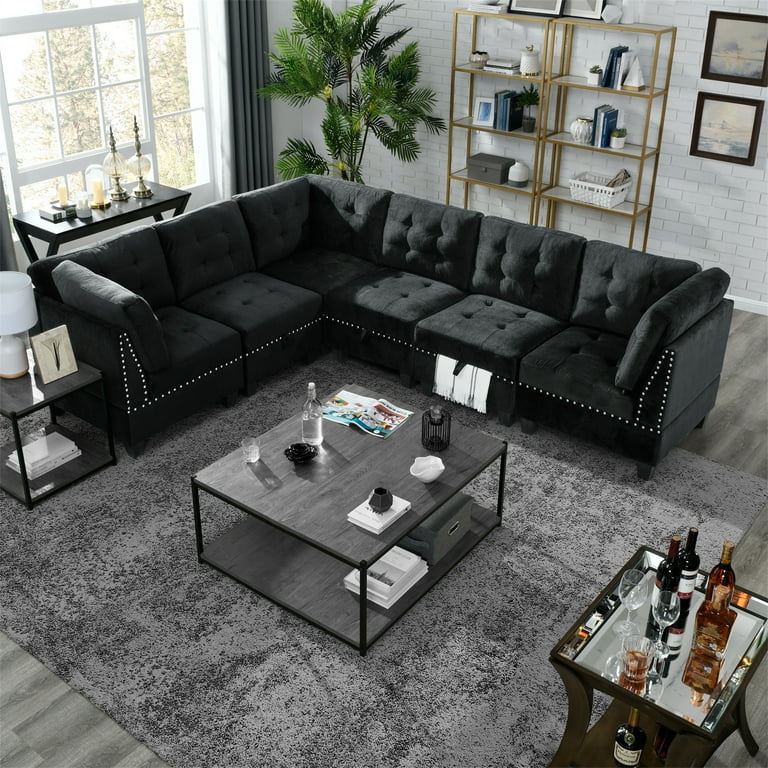 Black Sectional Sofa With Nailhead Trim Matttroy