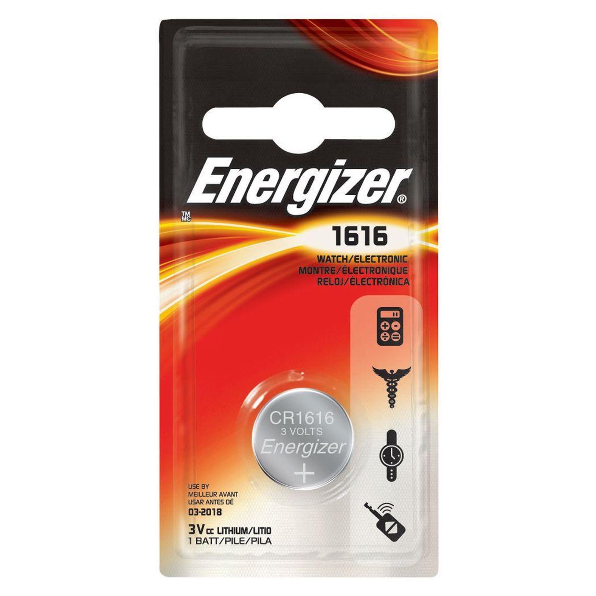CR1616 Energizer 3 Volt Lithium Coin Cell Battery (On a Card)
